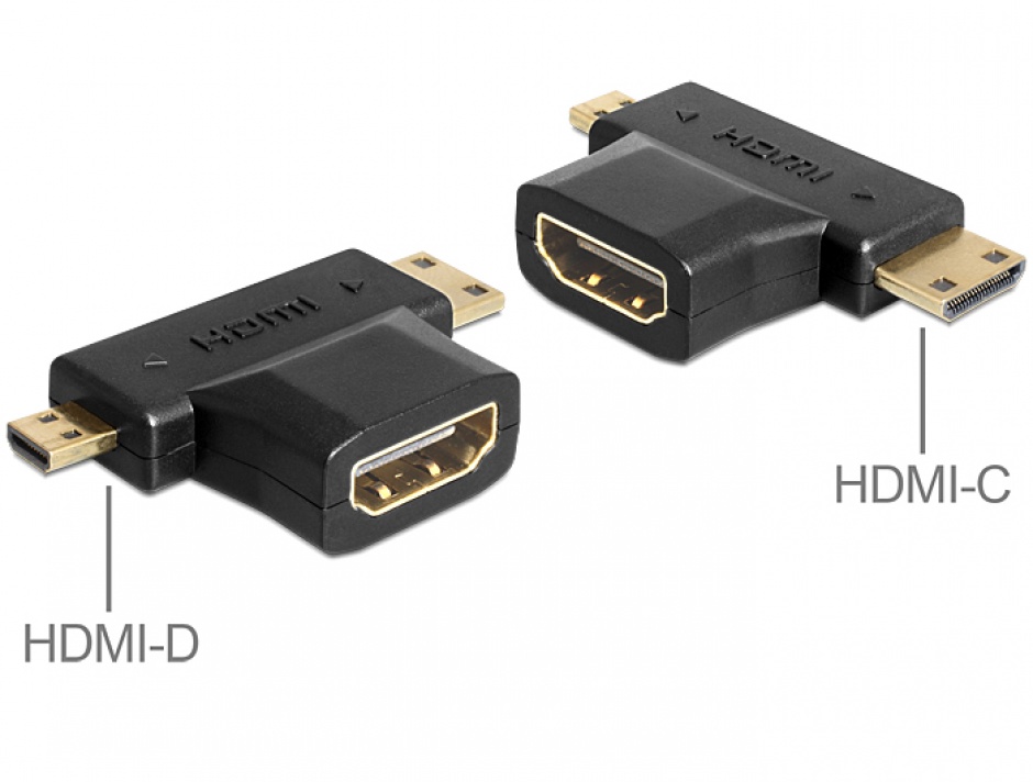 Imagine Adaptor HDMI la mini-C HDMI + micro-D HDMI, Delock 65446