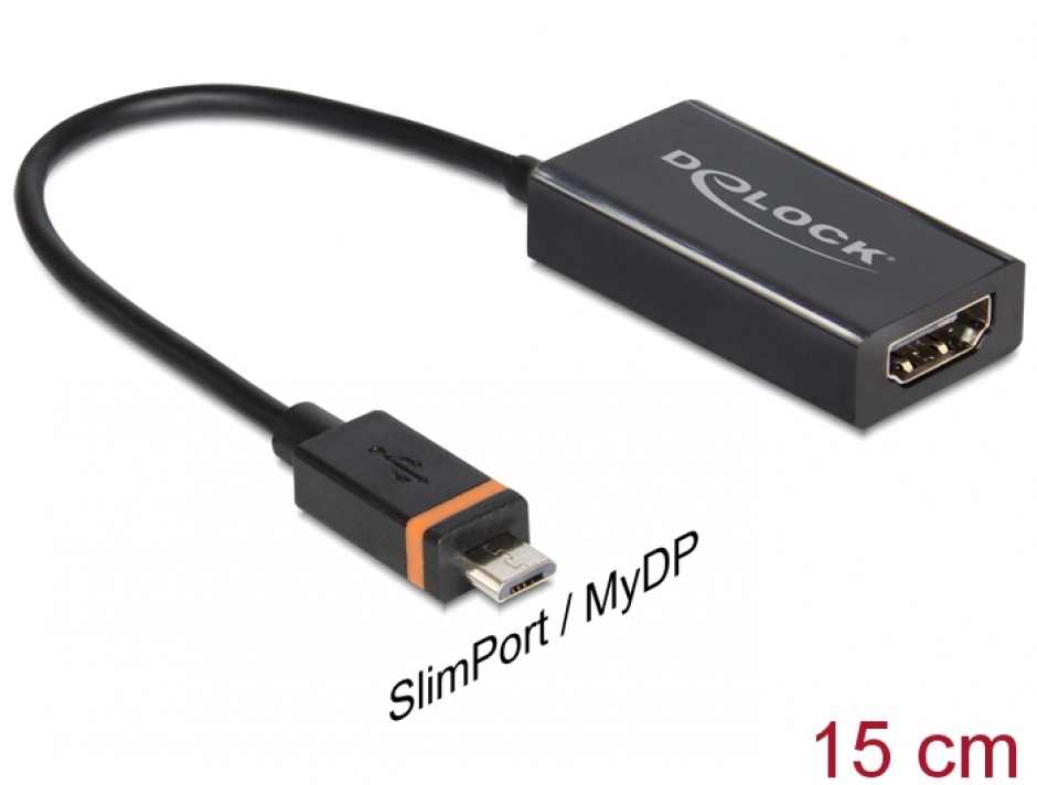Imagine Adaptor Slimport/MyDP la HDMI + micro USB-B, Delock 65468