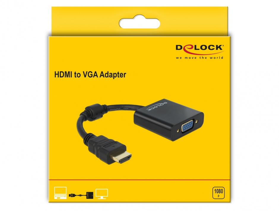 Imagine Adaptor HDMI la VGA T-M Negru, Delock 65512