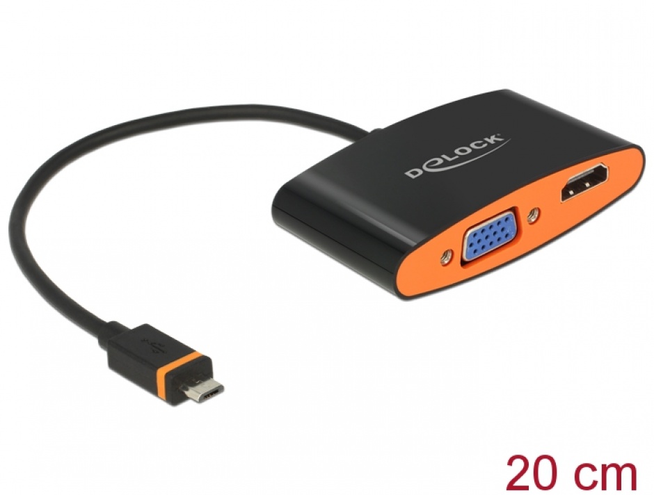 Imagine Adaptor SlimPort / MyDP la HDMI/VGA + Micro USB, Delock 65561
