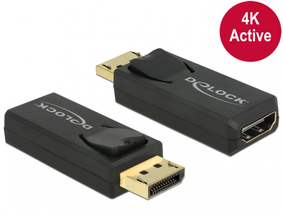 Imagine Adaptor Displayport 1.2 la HDMI T-M 4K Activ negru, Delock 65573