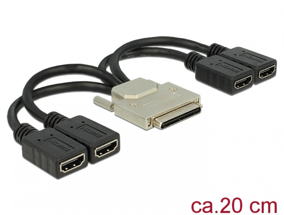 Imagine Adaptor VHDCI-68 pini la 4 x HDMI T-M 20cm, Delock 65648