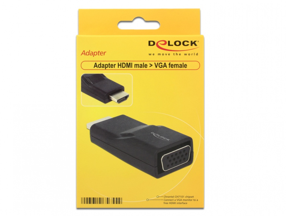 Imagine Adaptor HDMI la VGA T-M Negru, Delock 65655