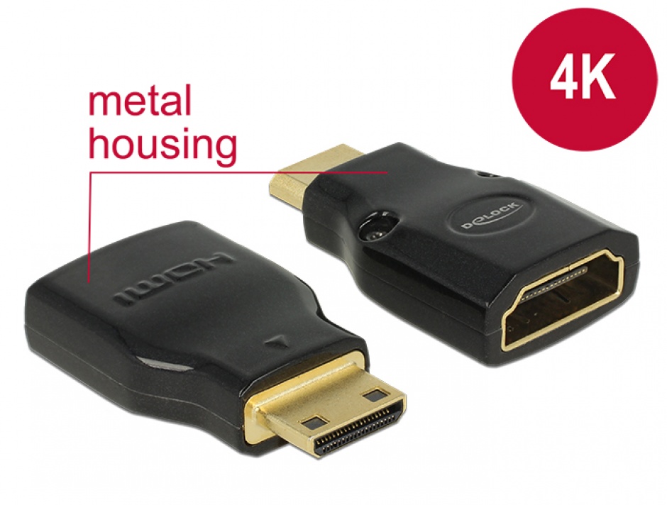 Imagine Adaptor HDMI la mini-C HDMI M-T metalic 4K, Delock 65665