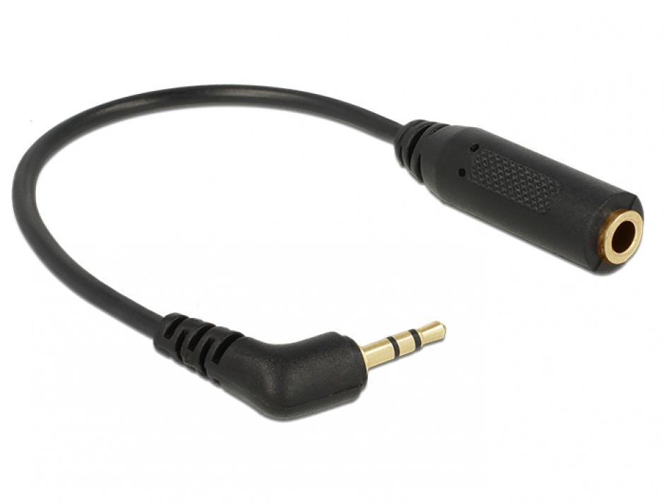 Imagine Cablu Stereo jack 2.5 mm 3 pini la jack 3.5 mm 4 pini T-M unghi, Delock 65674