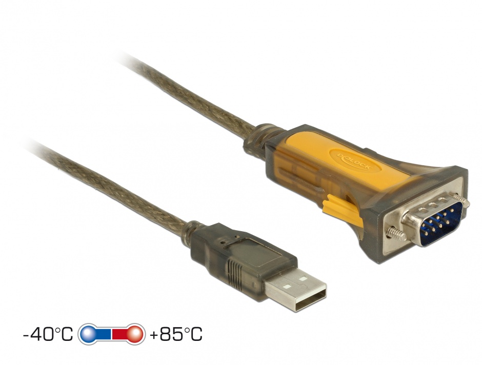 Imagine Adaptor USB la Serial RS-232 DB9 extended temperature range, Delock 65840
