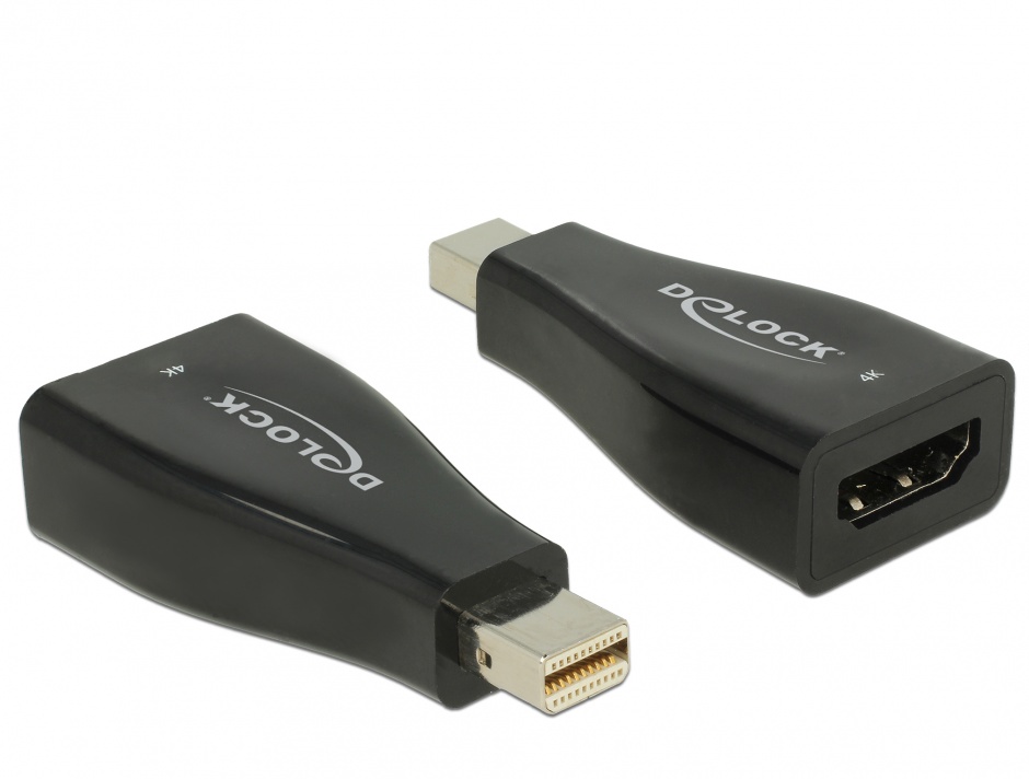 Imagine Adaptor Mini Displayport 1.2 la HDMI T-M 4K pasiv negru, Delock 65864