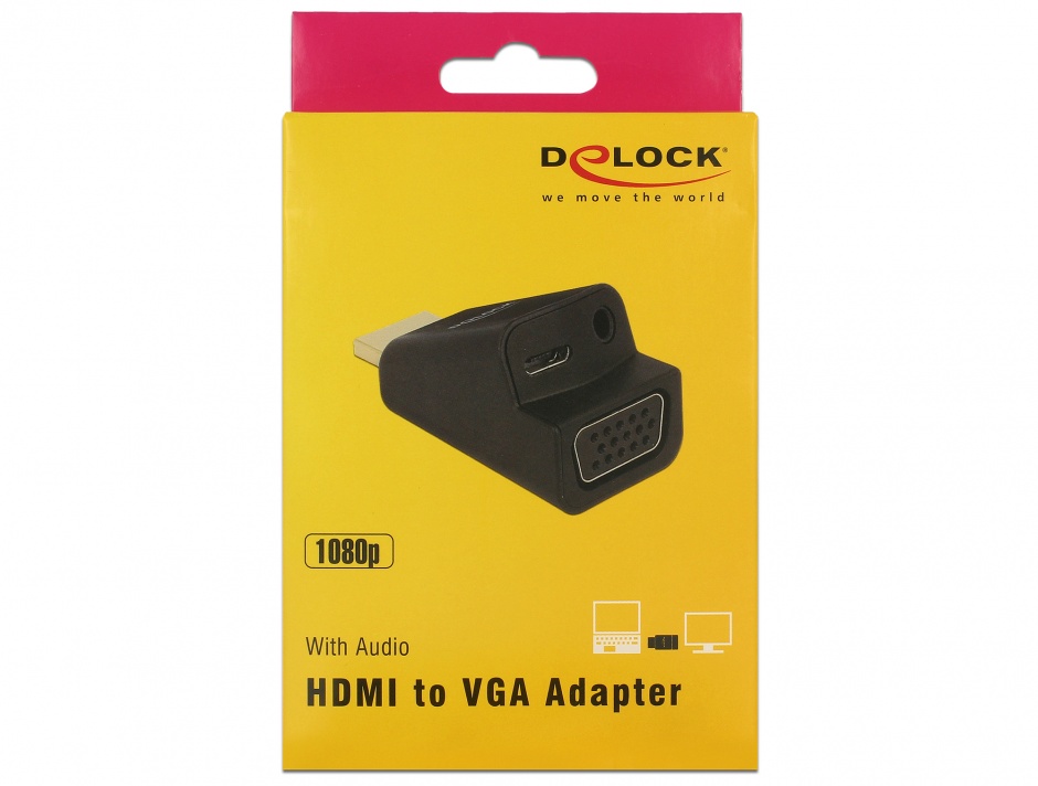 Imagine Adaptor HDMI la VGA cu audio si alimentare micro USB, Delock 65895