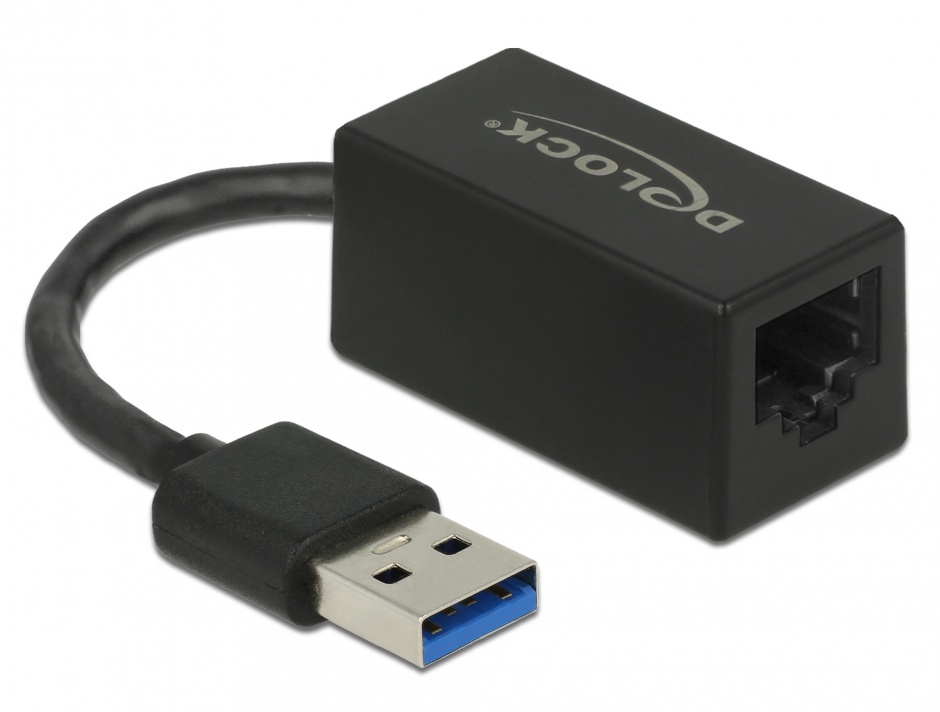 Imagine Adaptor USB 3.1-A Gen 1 la Gigabit LAN compact negru, Delock 65903