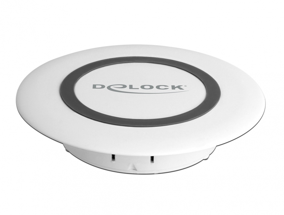 Imagine Incarcator Wireless Qi Fast Charger 7.5 W + 10 W montare masa Alb, Delock 65918