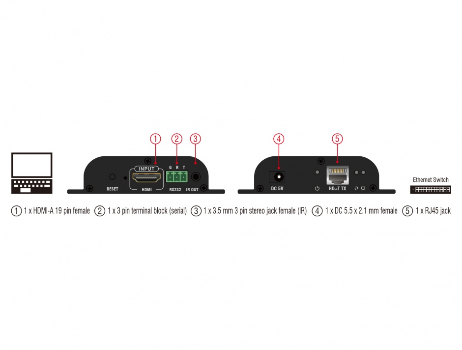 Imagine Transmitter HDMI pentru video over IP, Delock 65943