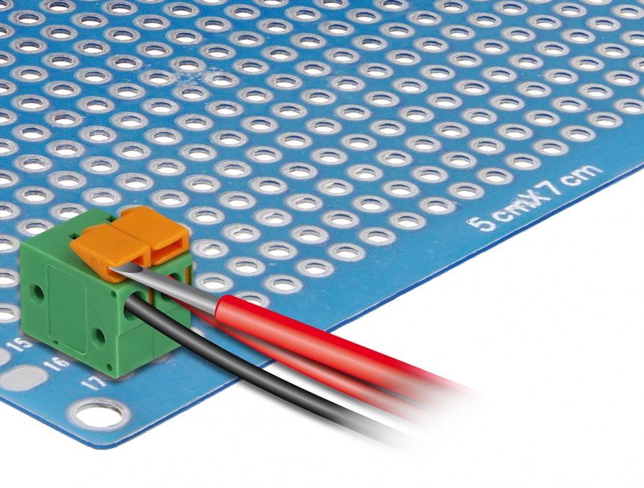 Imagine Set 4 buc bloc terminal pentru PCB 2 pini 5.08 mm pitch orizontal, Delock 66274