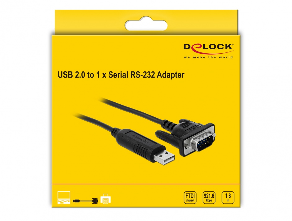 Imagine Adaptor USB la Serial RS-232 DB9 FTDI, Delock 66282