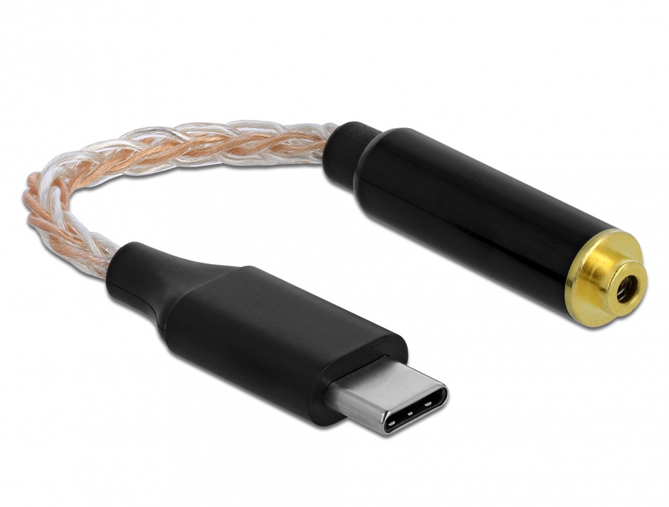 Imagine Adaptor audio USB-C la jack stereo 2.5 mm 4 pini T-M 11cm, Delock 66305