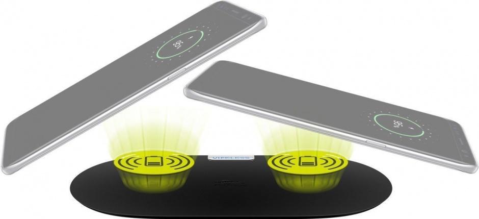 Imagine Pad pentru incarcare wireless 2 dispozitive 10W Negru, Goobay 66308