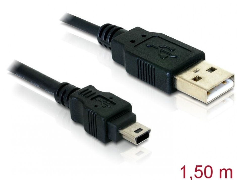 Imagine Cablu USB 2.0 la mini USB-B 5pini T-T 1.5m, Delock 82252