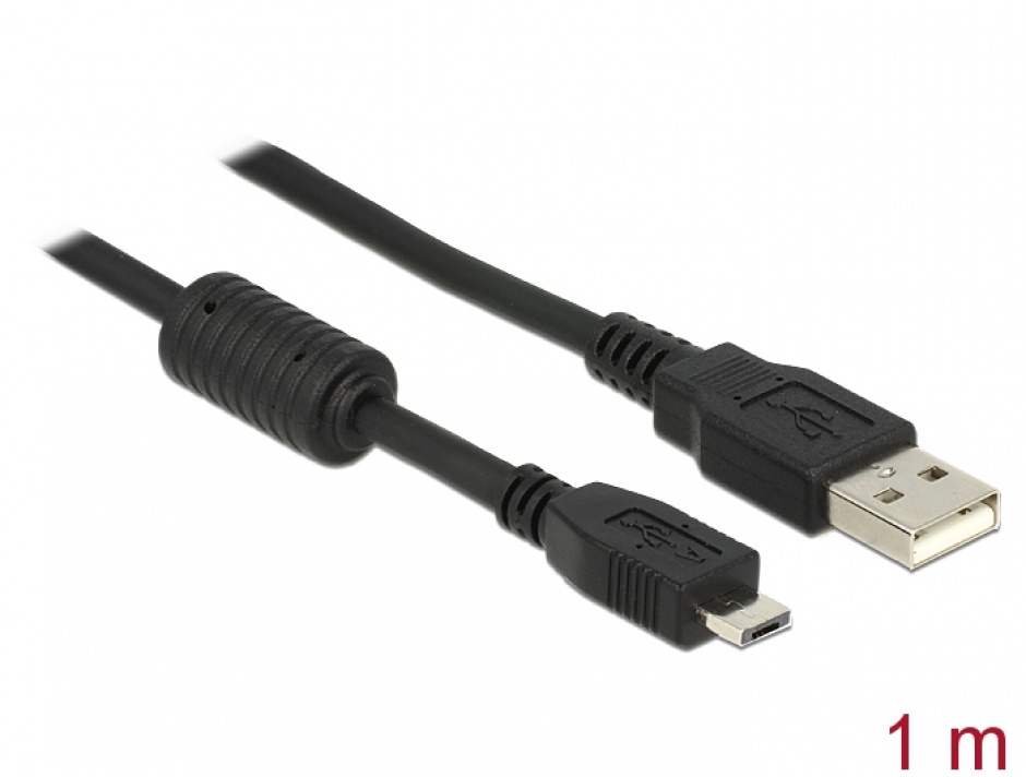 Imagine Cablu USB 2.0 la micro USB-A T-T 1m Negru, Delock 82298