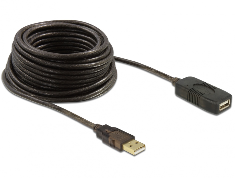 Imagine Cablu prelungitor activ USB 2.0 tip A T-M 10m, Delock 82446
