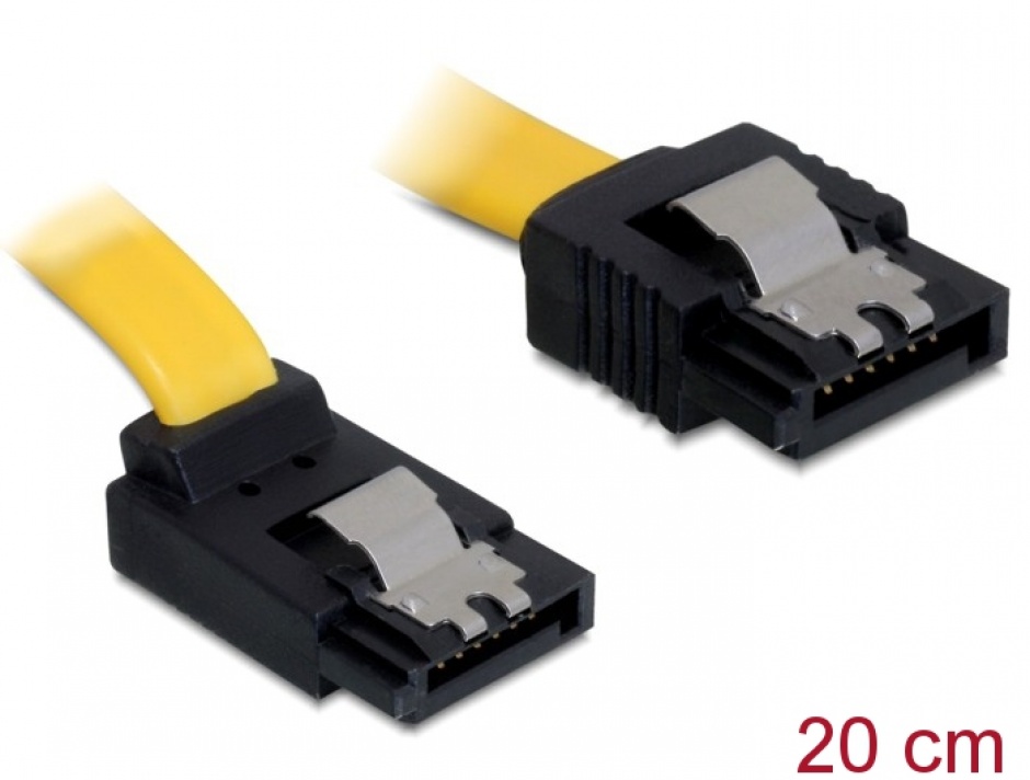 Imagine Cablu SATA II 3 Gb/s 20cm drept/jos galben, Delock 82470