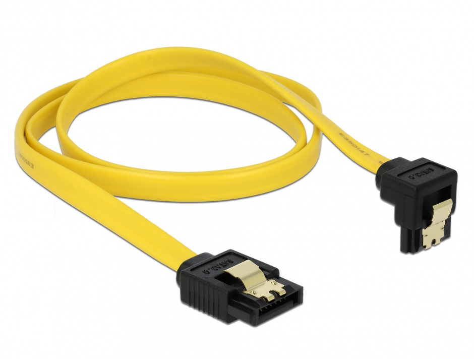 Imagine Cablu SATA II 3 Gb/s drept-unghi cu fixare, 70 cm, Delock 82482