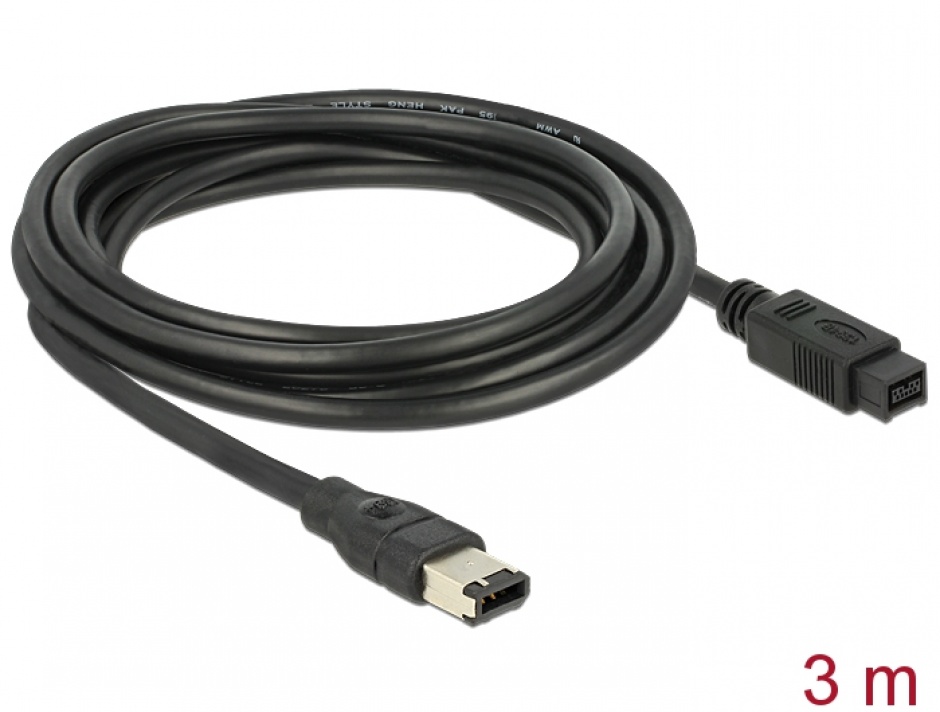 Imagine Cablu FireWire 9 pini la 6 pini 3m, Delock 82597