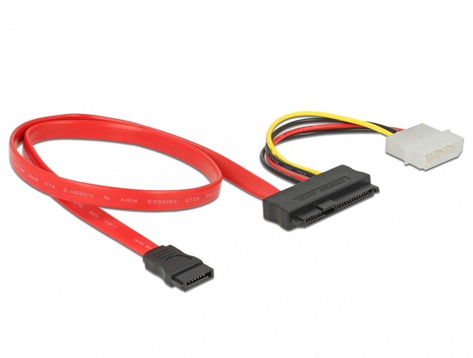Imagine Cablu SAS SFF-8482 la SATA si alimentare Molex 50cm, Delock 82634