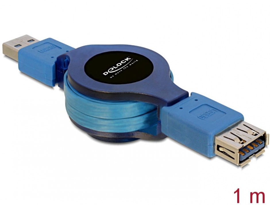 Imagine Cablu prelungitor USB 3.0 retractabil T-M 1m, Delock 82649