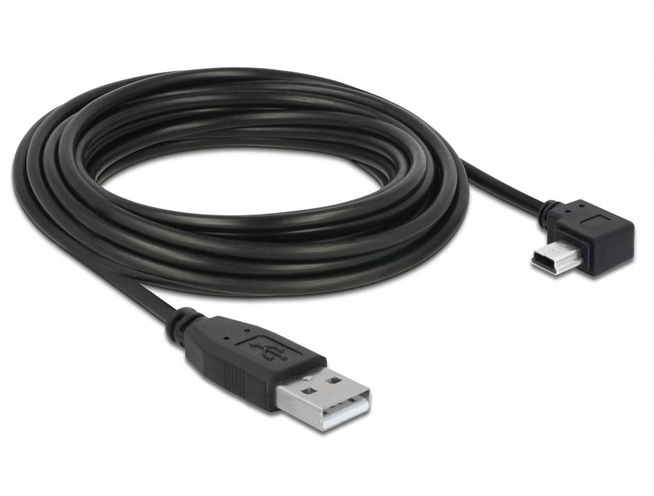 Imagine Cablu USB 2.0 la mini USB unghi 90 grade T-T 5m, Delock 82684