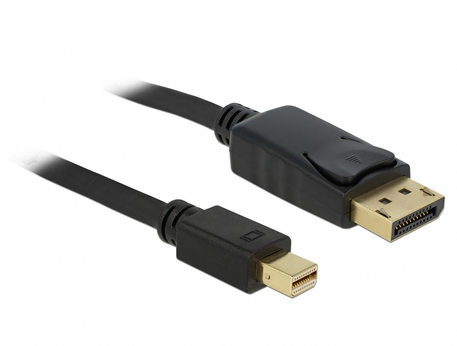 Imagine Cablu mini DisplayPort la Displayport T-T v1.2 4K ecranat 1m Negru, Delock 82698