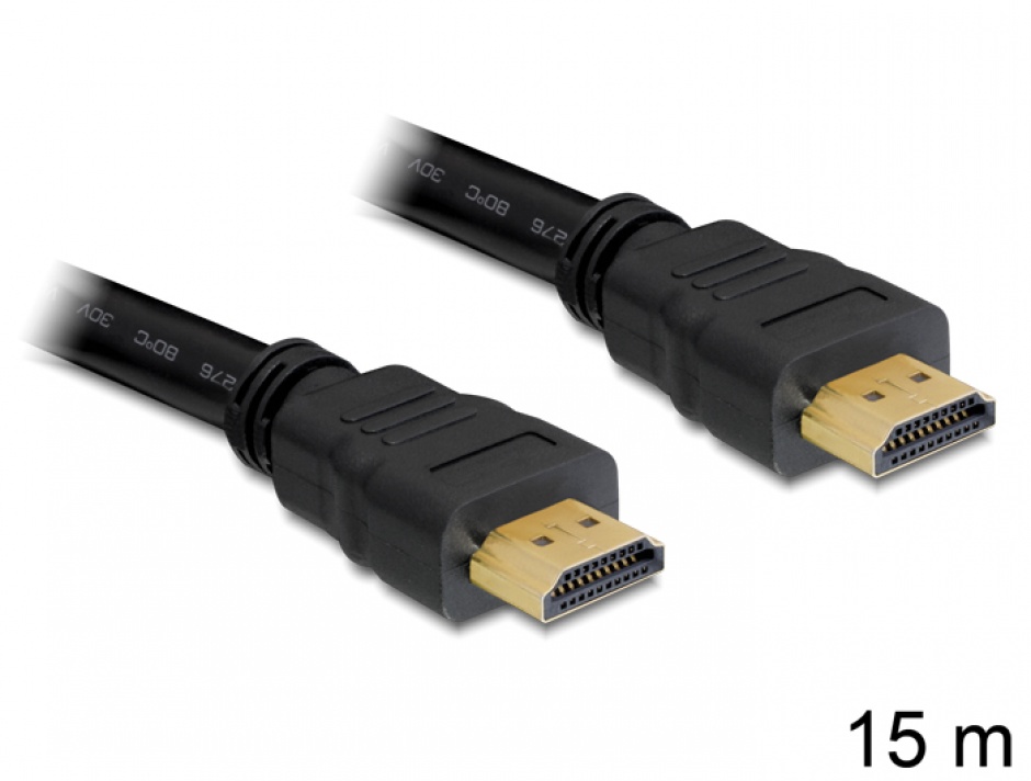 Imagine Cablu HDMI 4K v1.4 T-T 15m Negru, Delock 82710