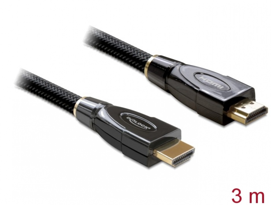 Imagine Cablu HDMI Premium 4K 19T-19T 3m, Delock 82738