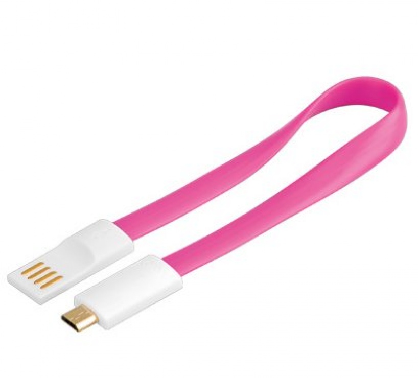 Imagine Cablu USB 2.0 la micro USB-B cu magnet, 0.2m Roz