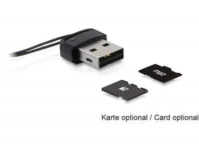 Imagine Mini cititor de carduri USB 2.0 - MicroSD/M2, Delock 91678