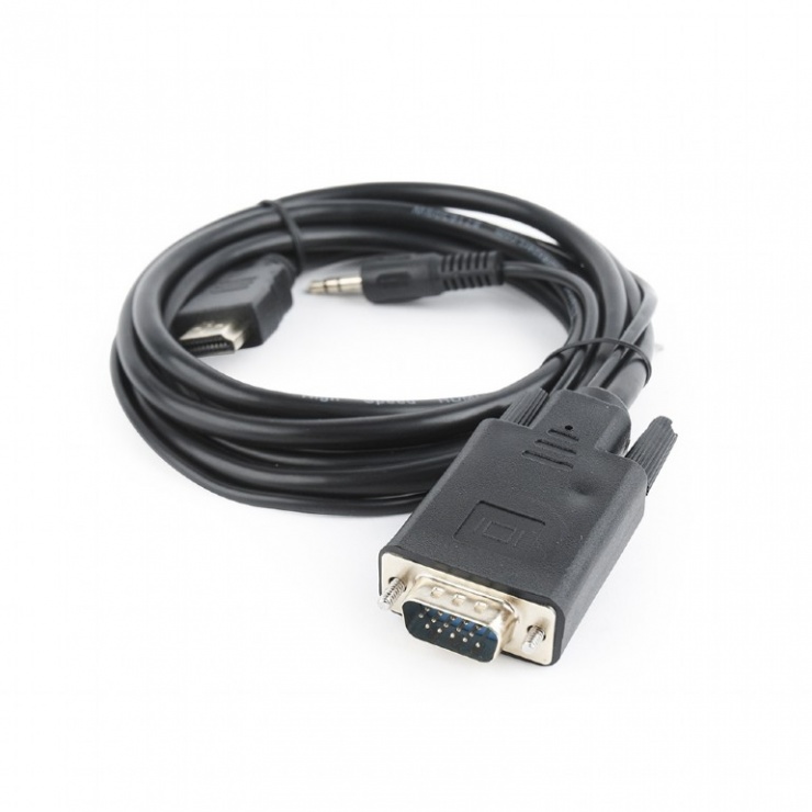 Imagine Cablu HDMI la VGA cu audio si alimentare USB T-T 5m, Gembird A-HDMI-VGA-03-5M