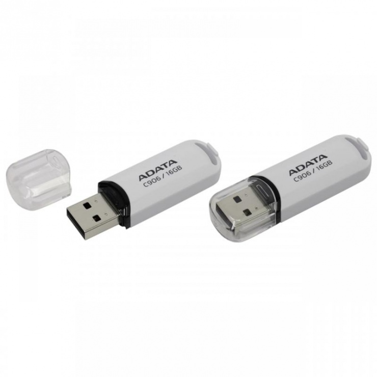 Imagine Stick USB 2.0 cu capac 16GB C906 Alb, ADATA