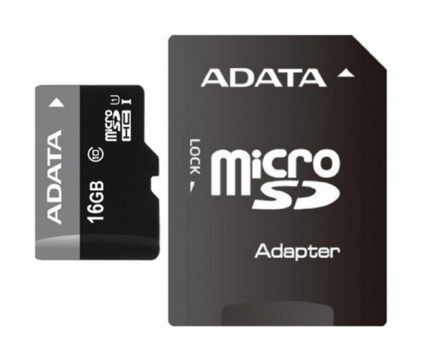 Imagine Card de memorie micro SDHC 16GB clasa 10 + adaptor SD, ADATA AUSDH16GUICL10-RA1