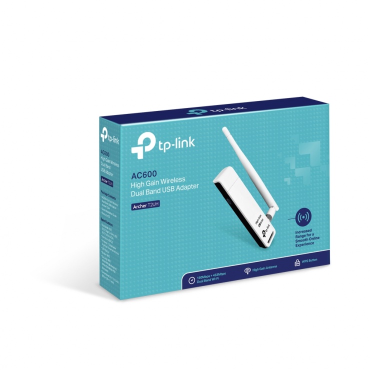 Imagine Adaptor USB wireless Dual Band AC600, TP-LINK Archer T2UH-1