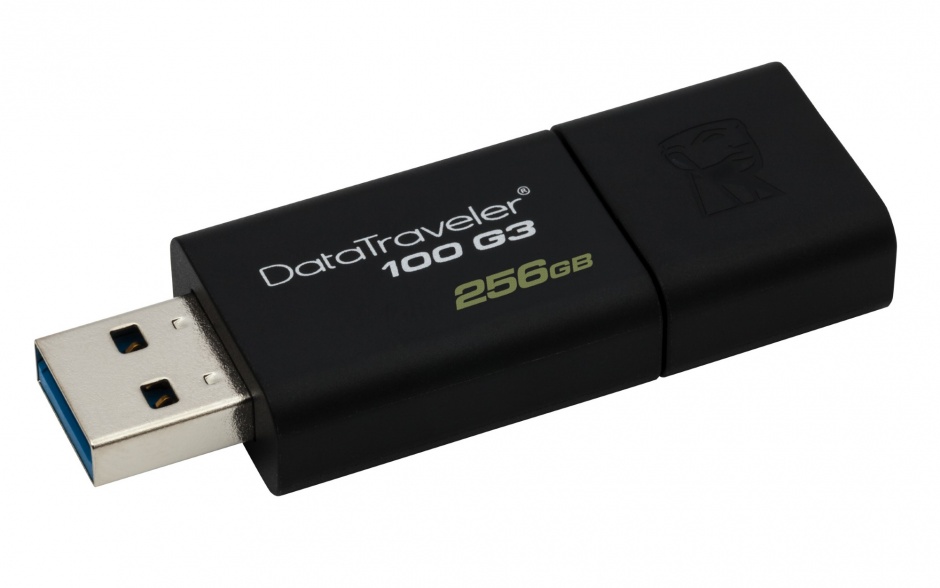 Imagine Stick USB 3.0 256GB DataTraveler Negru, Kingston DT100G3/256GB