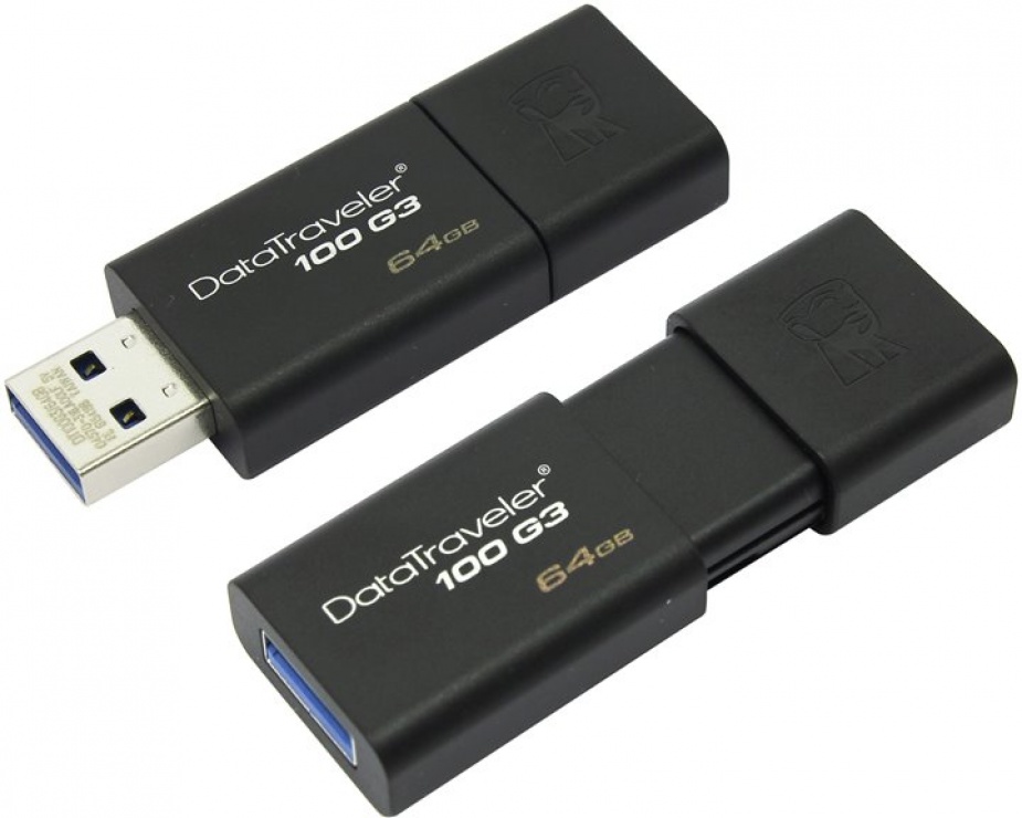 Imagine Stick USB 3.0 64GB DataTraveler Negru, Kingston DT100G3/64GB-1