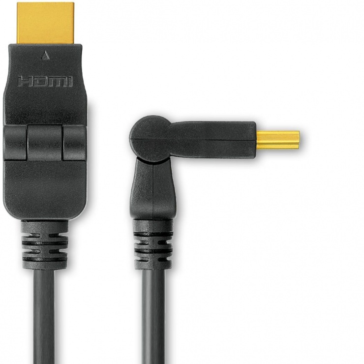 Imagine Cablu HDMI-A v1.4 3D Full HD conector rotativ T-T 3m Negru, KPHDMO3