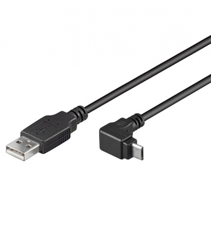 Imagine Cablu USB 2.0 la micro USB-B unghi jos/sus T-T 1m negru, KU2M1F-90