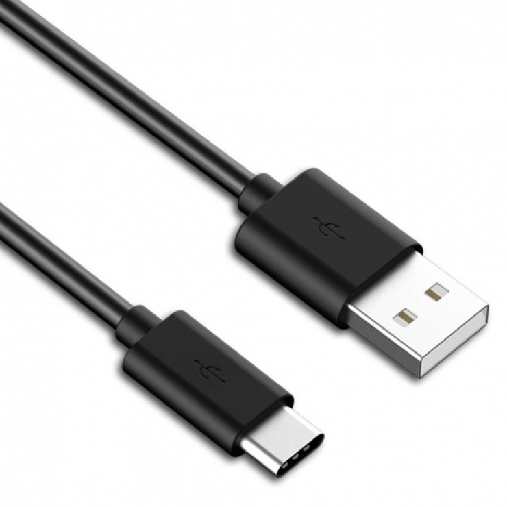 Imagine Cablu USB 2.0 tip A la tip C T-T 0.1m 3A Negru, KU31CF01BK