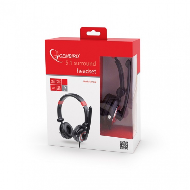 Imagine Casti surround 5.1 cu microfon Gembird, USB, MHS-5.1-001-5