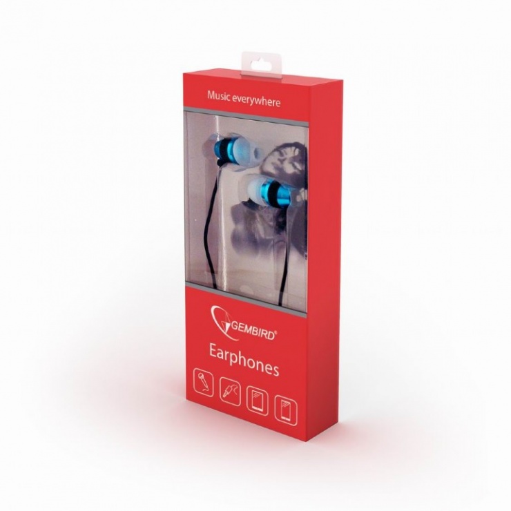 Imagine Casti stereo cu microfon metal Blue, Gembird MHS-EP-002-2