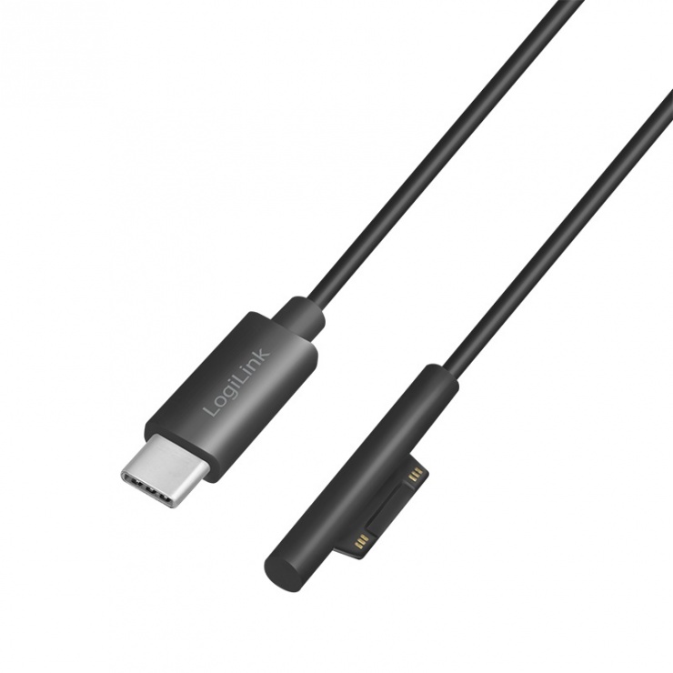 Imagine Cablu de incarcare USB-C la Microsoft Surface 1.8m Negru, Logilink PA0224