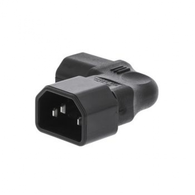 Imagine Conector de alimentare IEC320 C13 la C14 unghi 90 grade stanga Negru