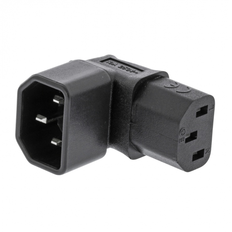 Imagine Conector de alimentare IEC320 C13 la C14 unghi 90 grade sus/jos Negru, PCGP1190BK