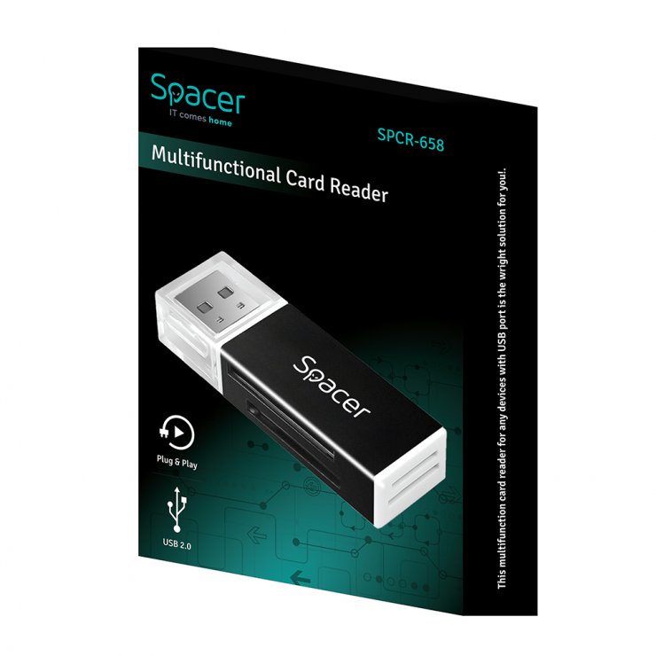 Imagine Cititor de carduri USB 2.0 46 in 1, Spacer SPCR-658