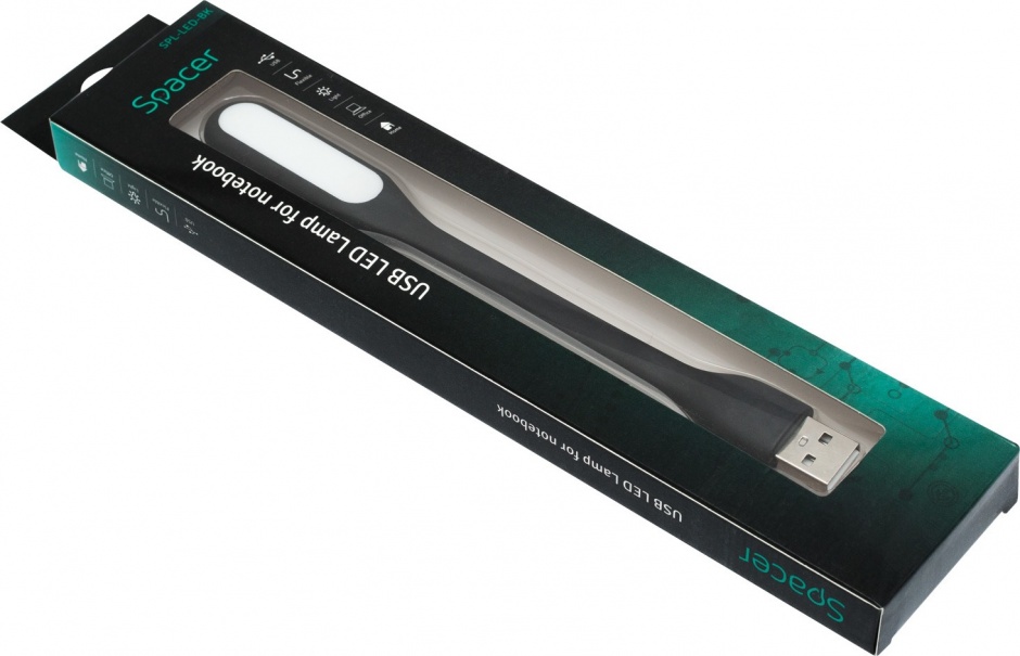 Imagine Lampa LED flexibila USB pentru notebook, Spacer SPL-LED-BK