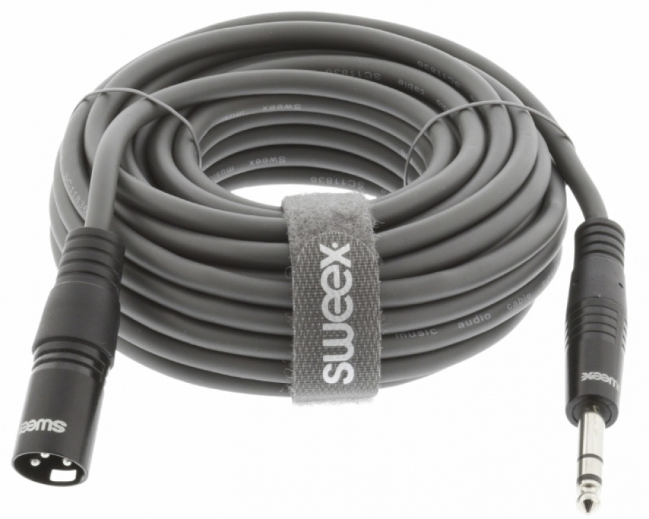 Imagine Cablu audio jack stereo 6.35mm la XLR 3 pini T-T 10m Gri, Sweex SWOP15100E100-1